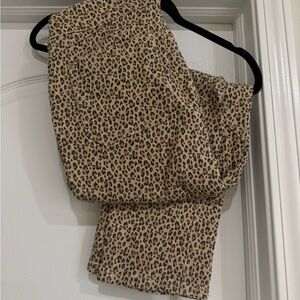 Anthropologie Leopard Print Straight Leg Pants - Tan and Black